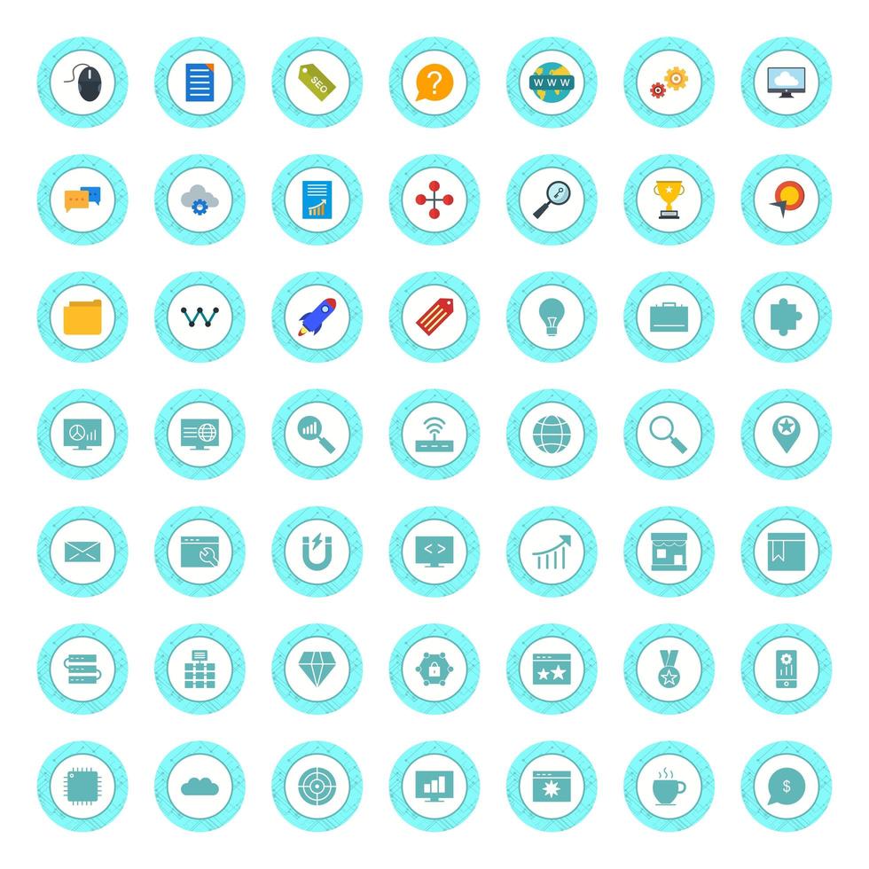 conjunto de iconos de optimización de motores de búsqueda para uso personal y comercial ... vector