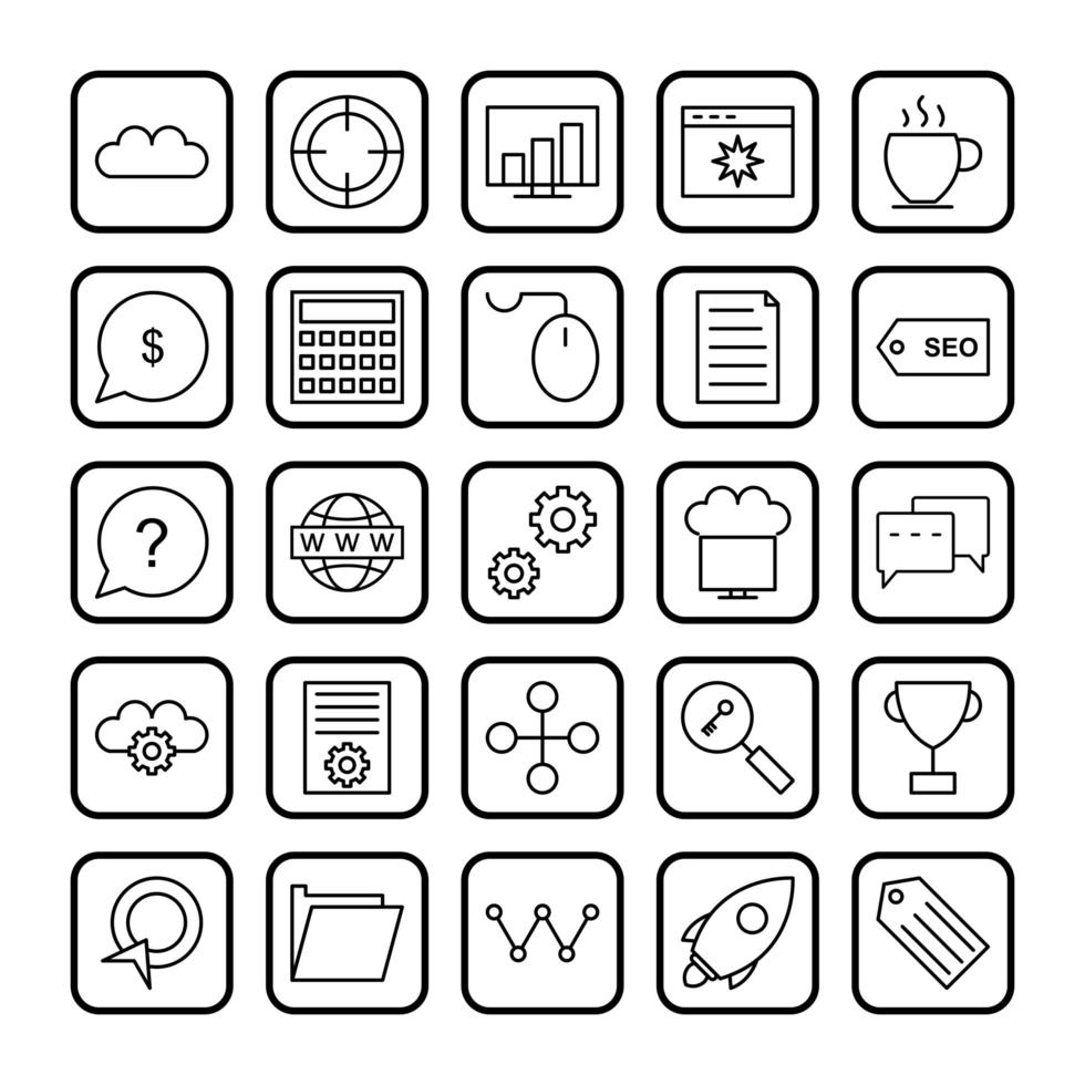 Icon Set Of Search Engine Optimization For Personal And Commercial Use... vector