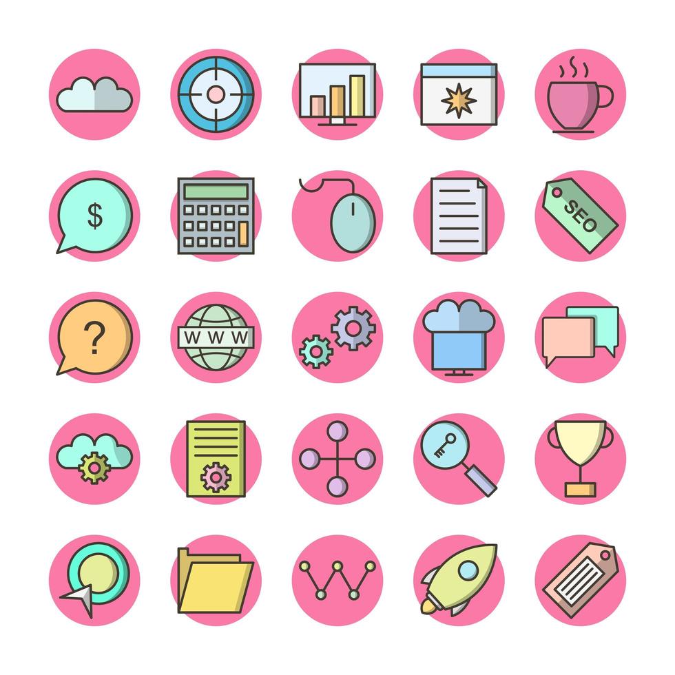 Icon Set Of Search Engine Optimization For Personal And Commercial Use... vector