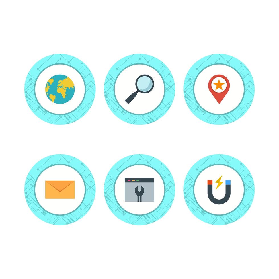 conjunto de iconos de optimización de motores de búsqueda para uso personal y comercial ... vector