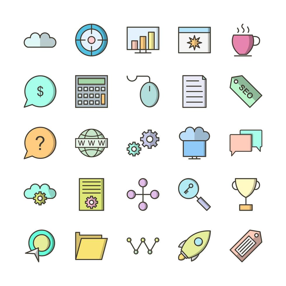 Icon Set Of Search Engine Optimization For Personal And Commercial Use... vector