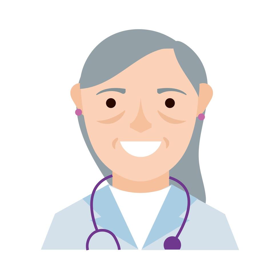 female doctor with stethoscope character flat style vector