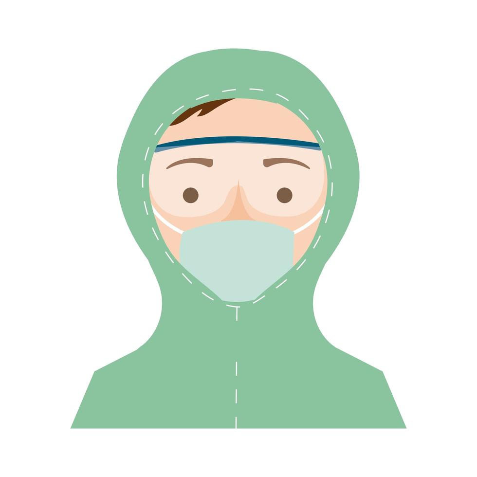 doctor with biosafety suit character flat style icon vector