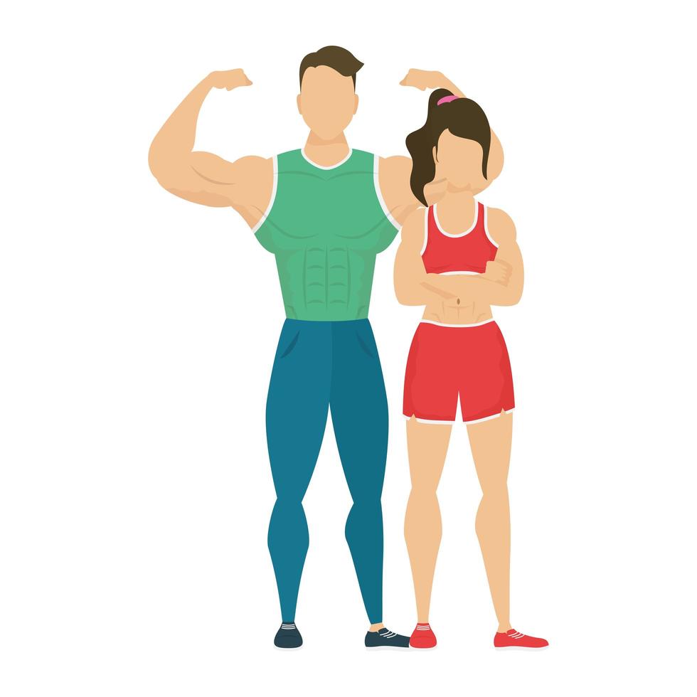 young athlete couple healthy lifestyle vector