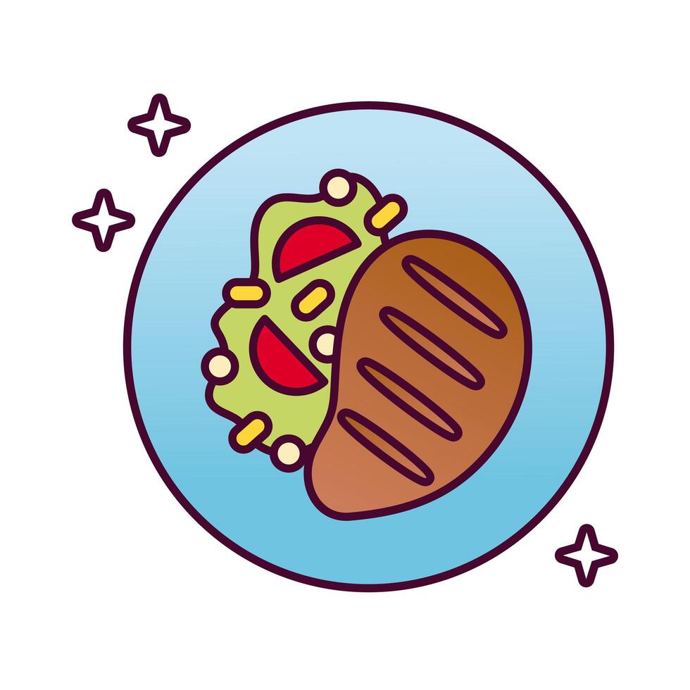 delicious meat steak detailed style icon vector