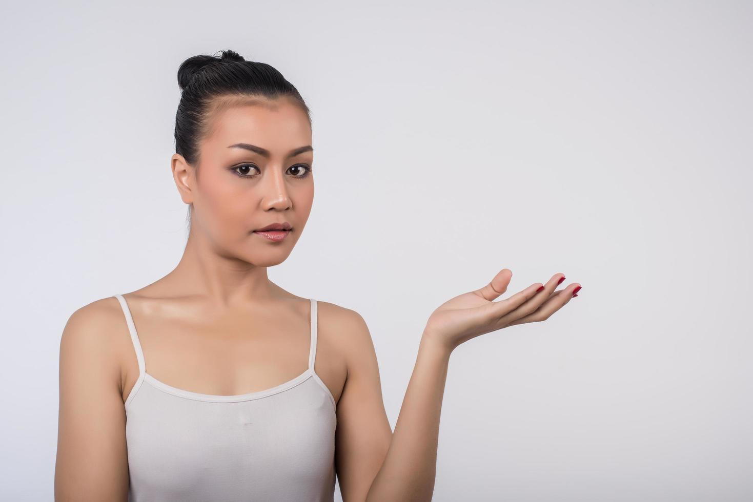 Beauty spa woman poses for camera photo