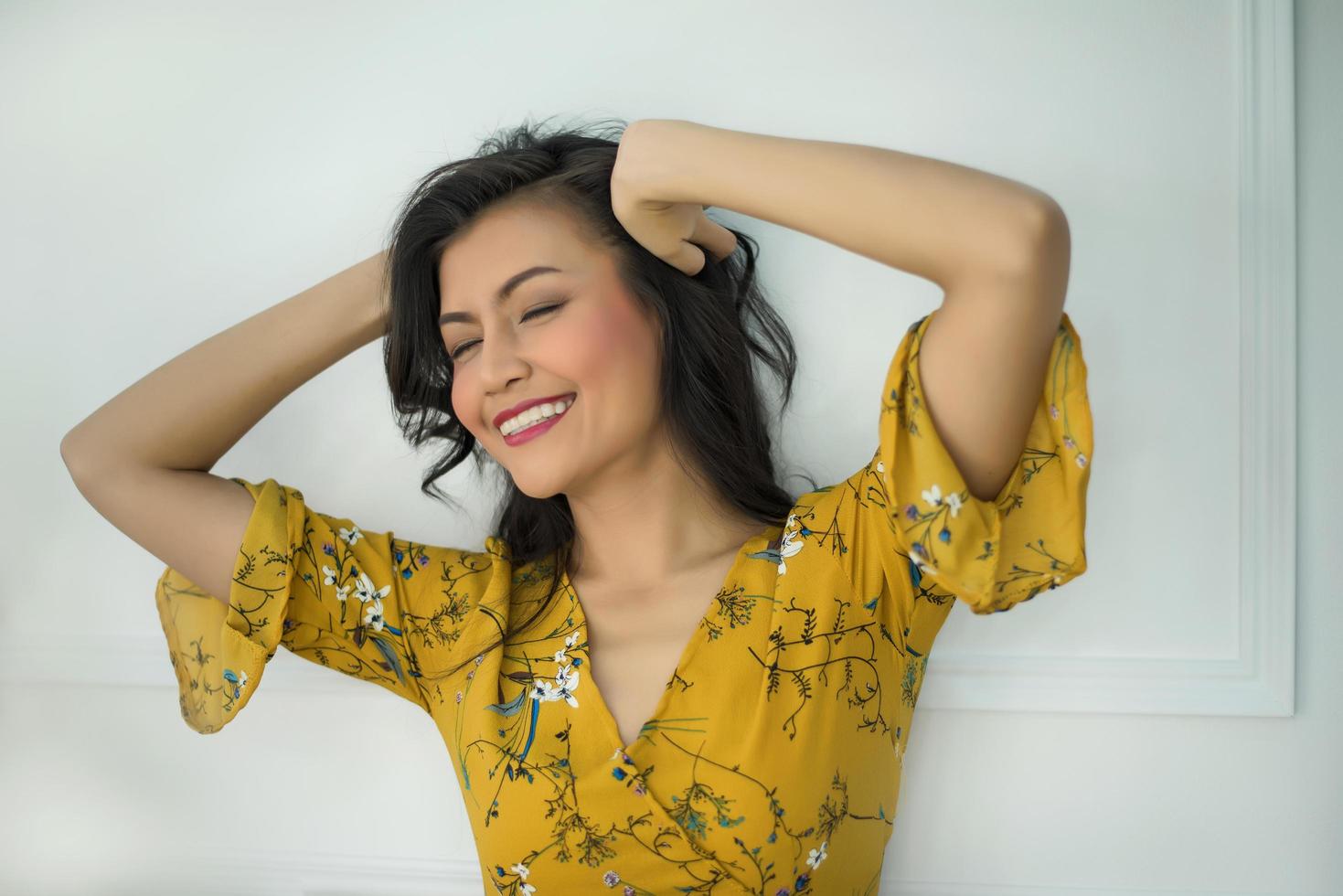 Portrait of a woman on white background photo