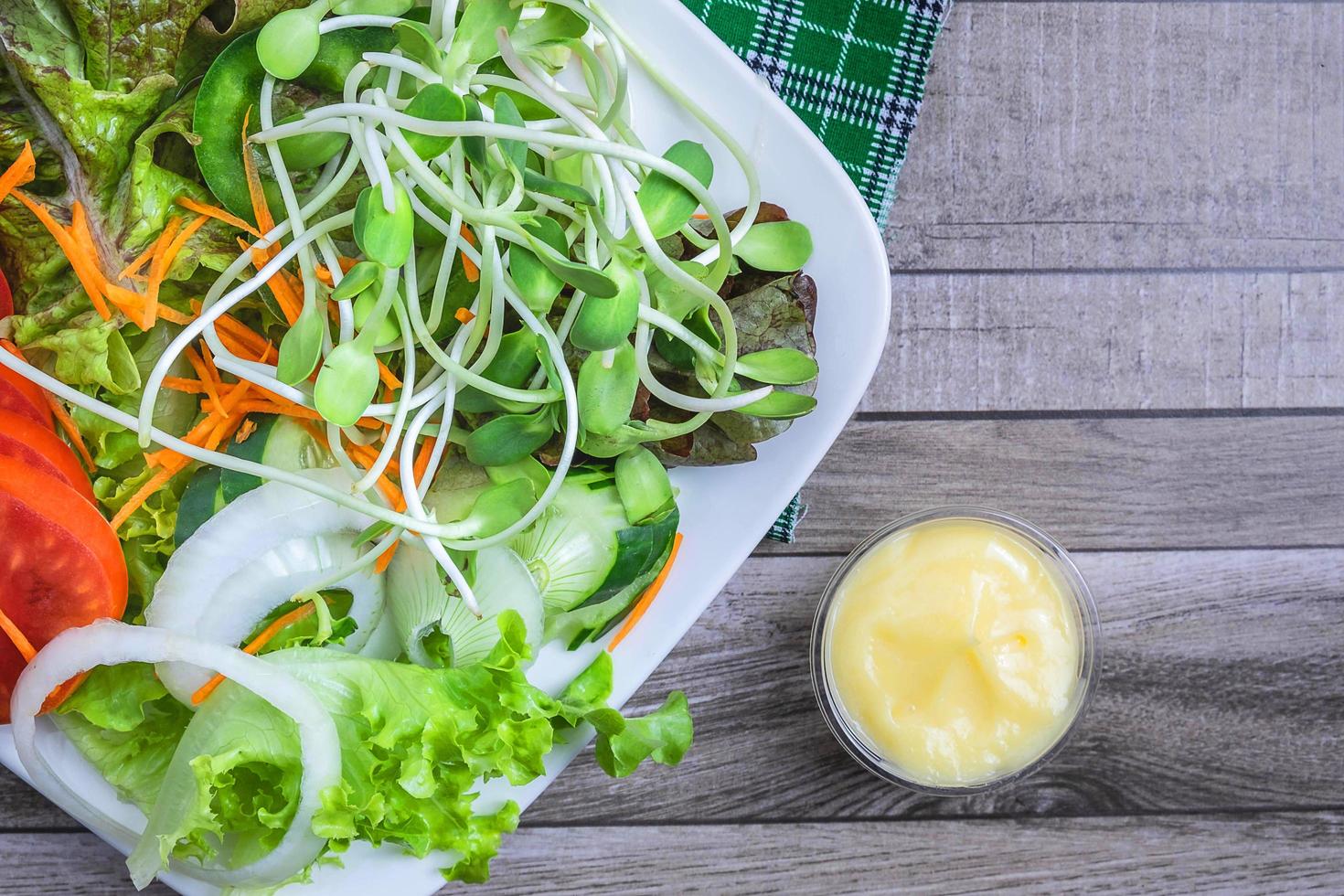 Close-up top view of salad photo