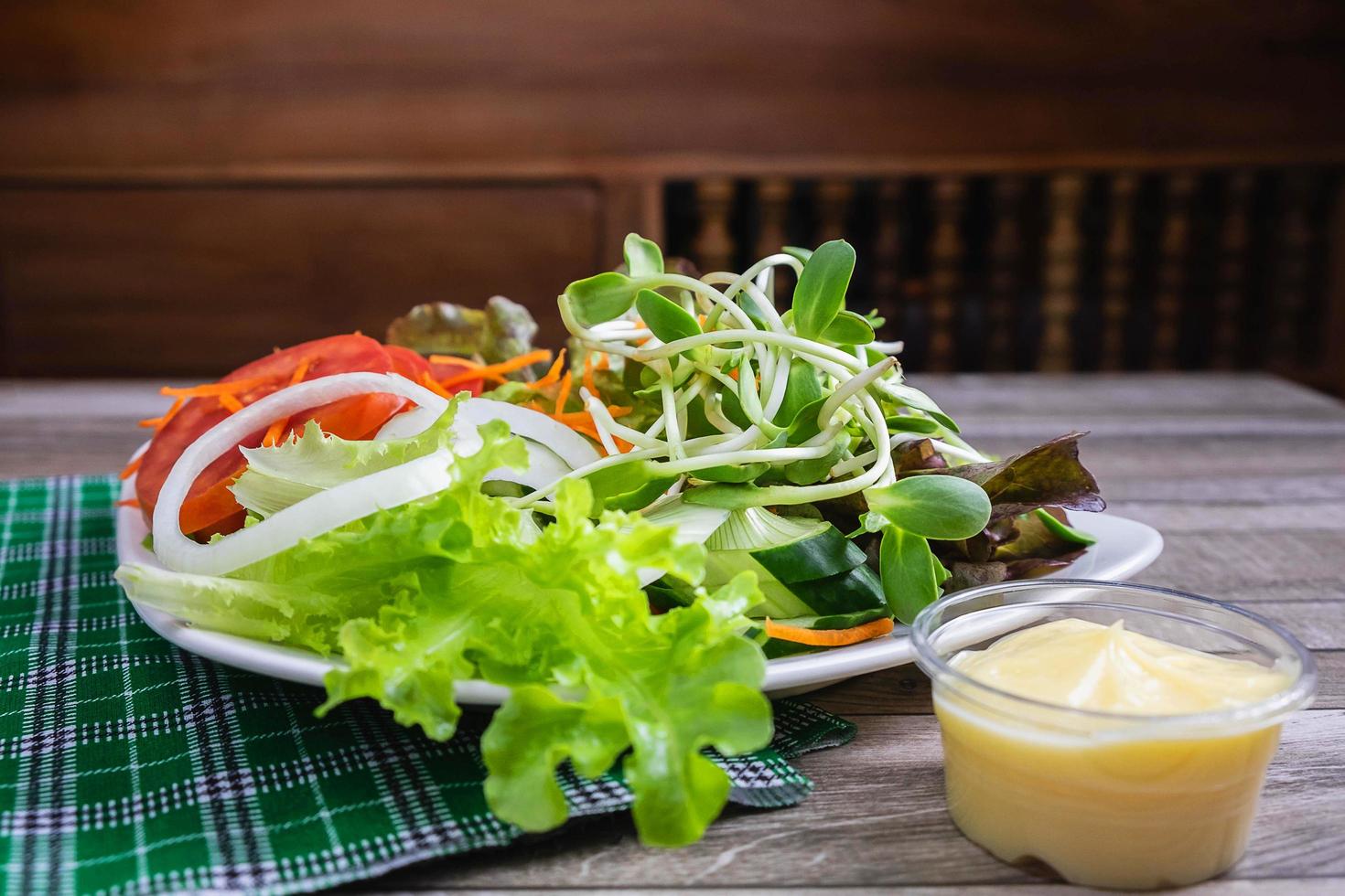 Salad on a table photo