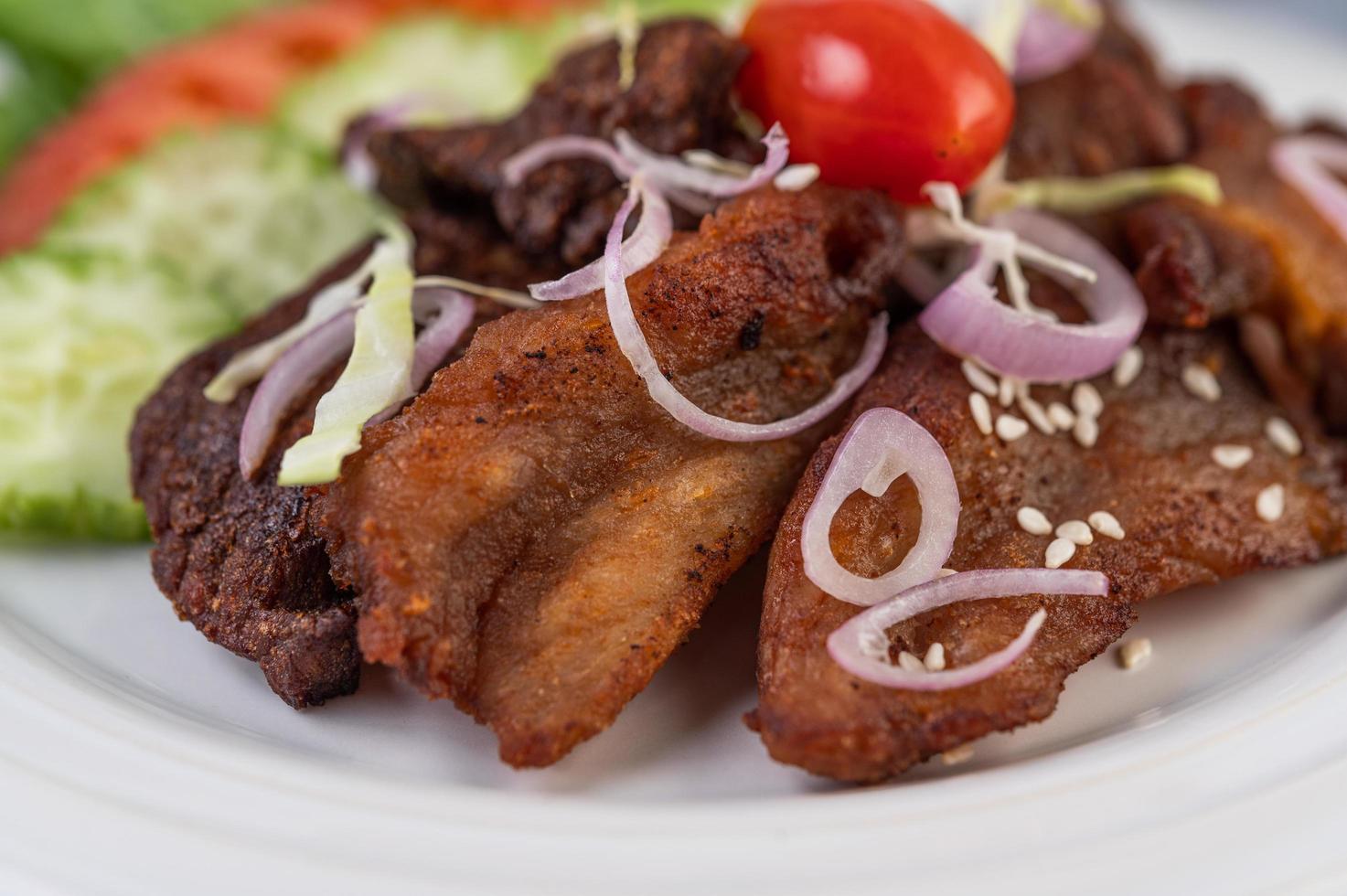 Fried pork salad photo