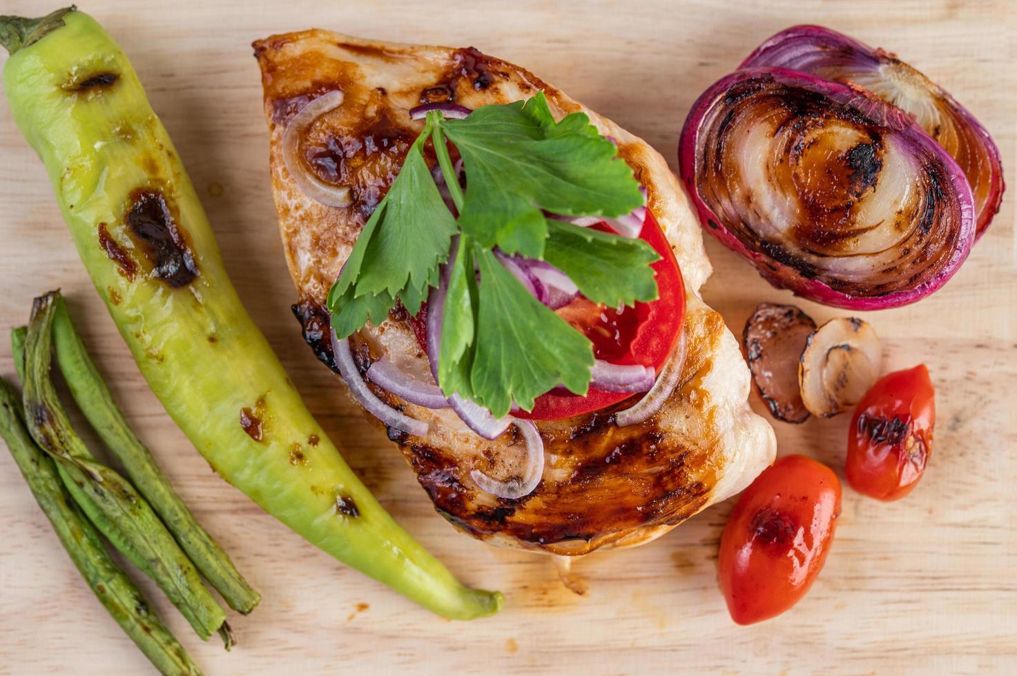 Grilled chicken and vegetables photo