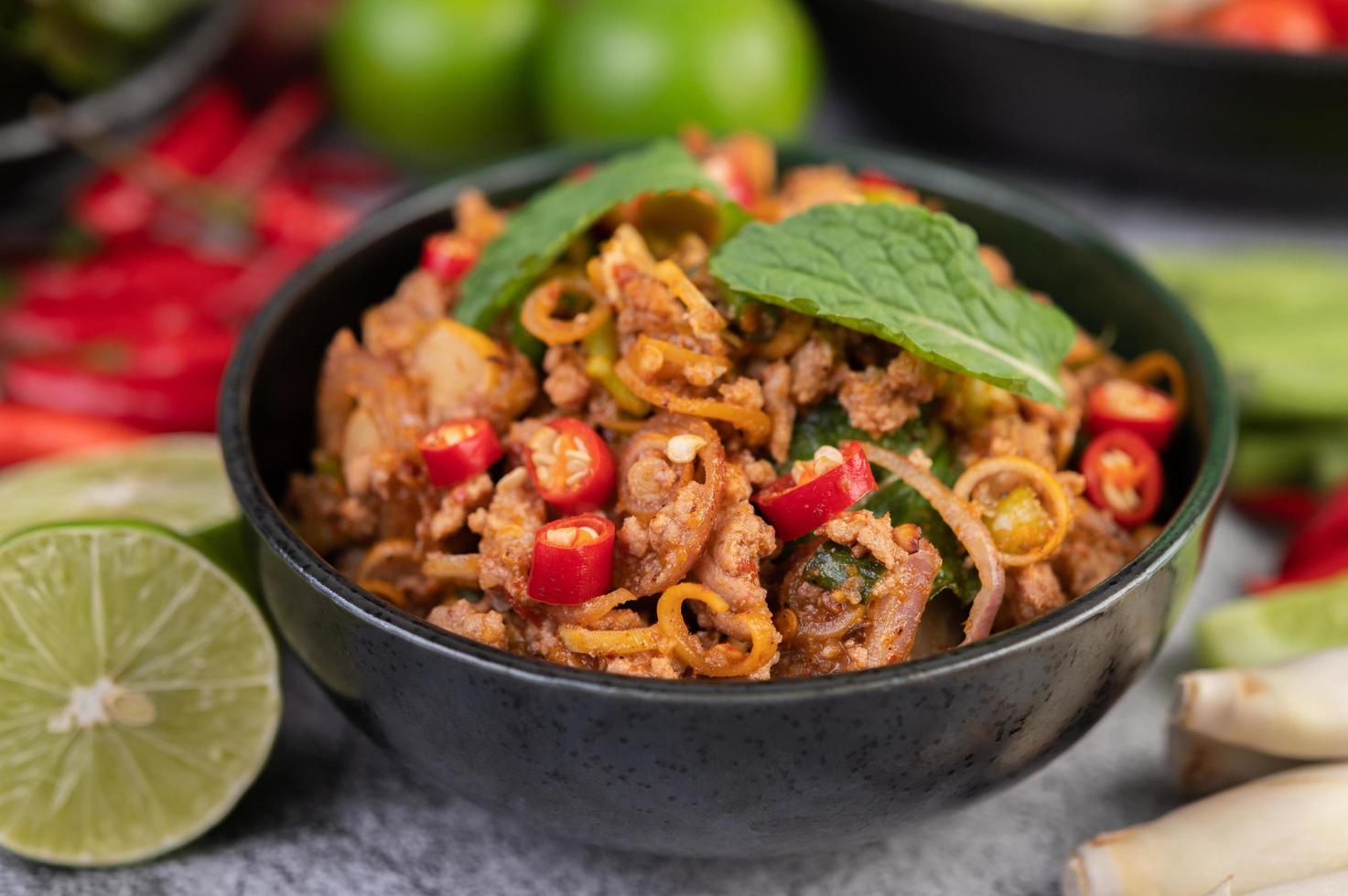 Spicy pork stir fry photo