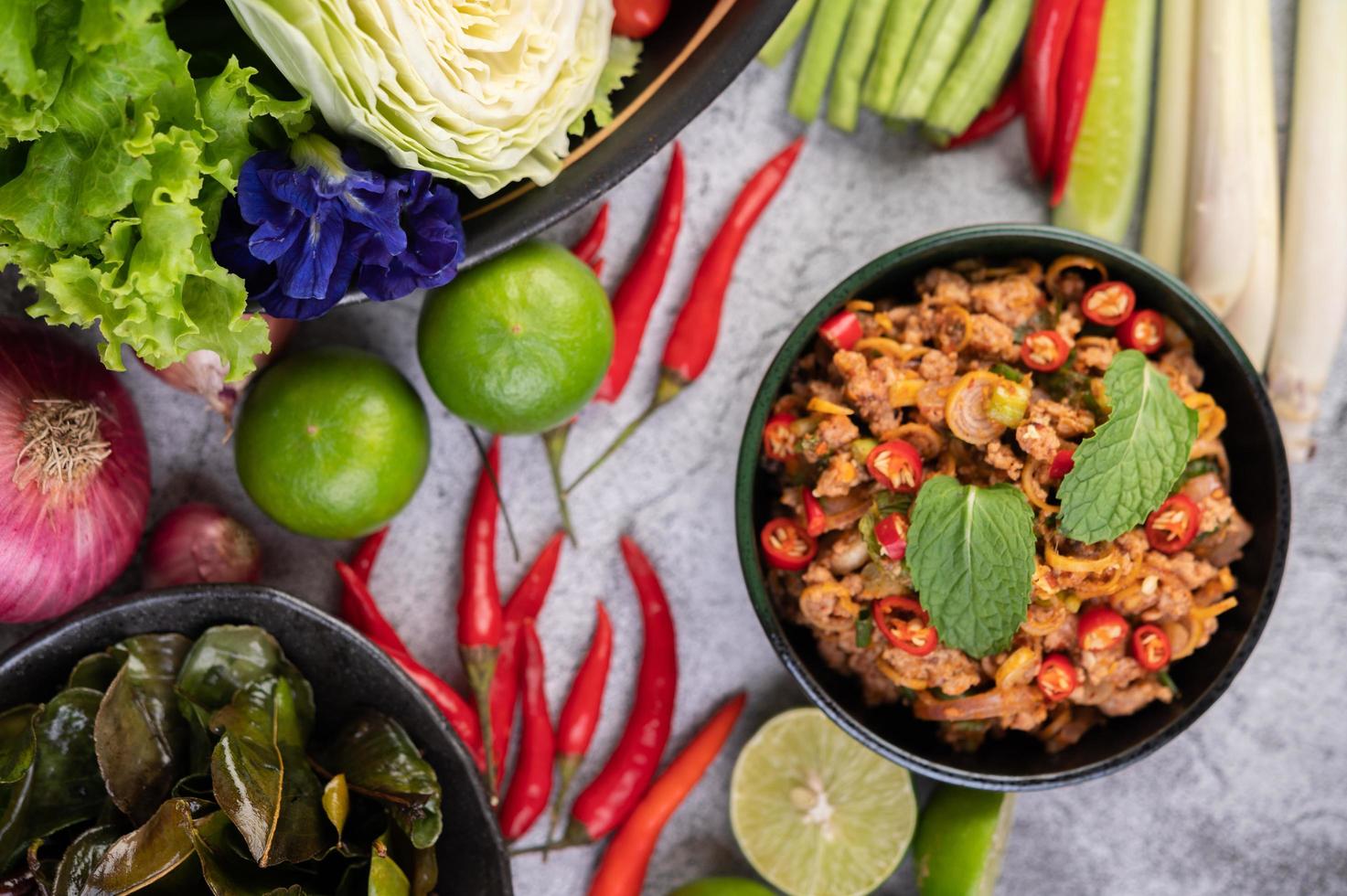 Spicy pork stir fry photo