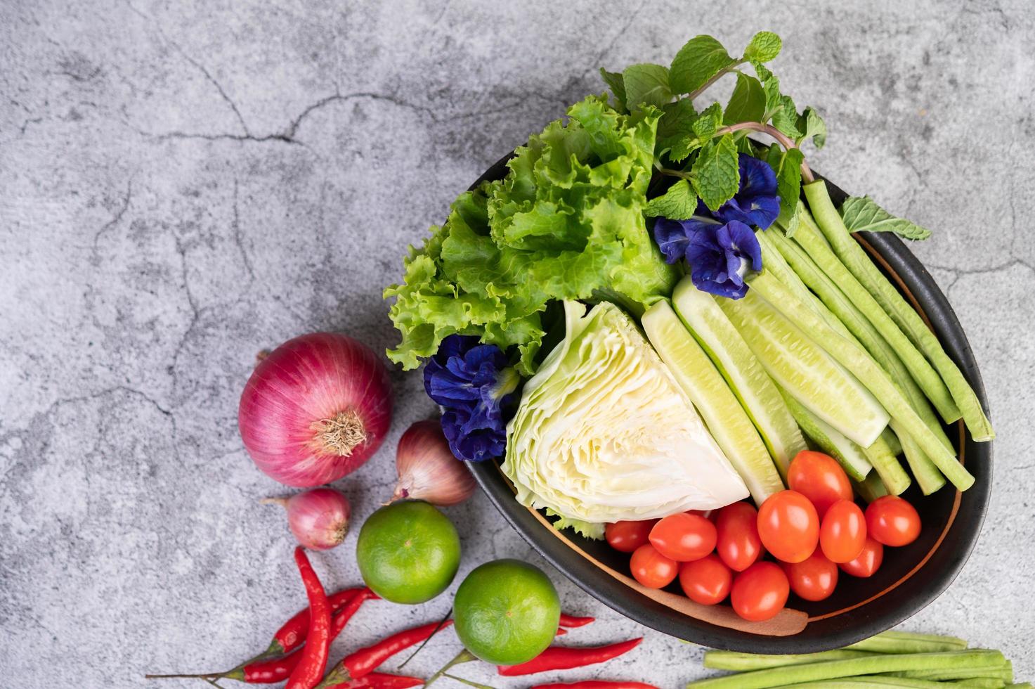 Freshly prepared vegetables photo