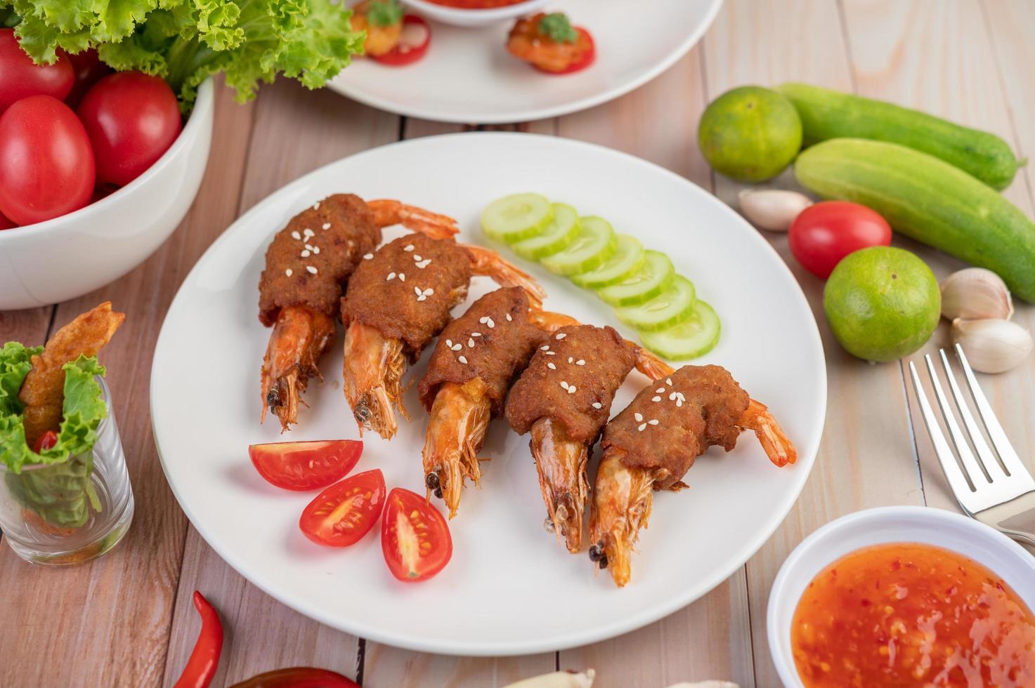 Shrimp wrapped pork photo