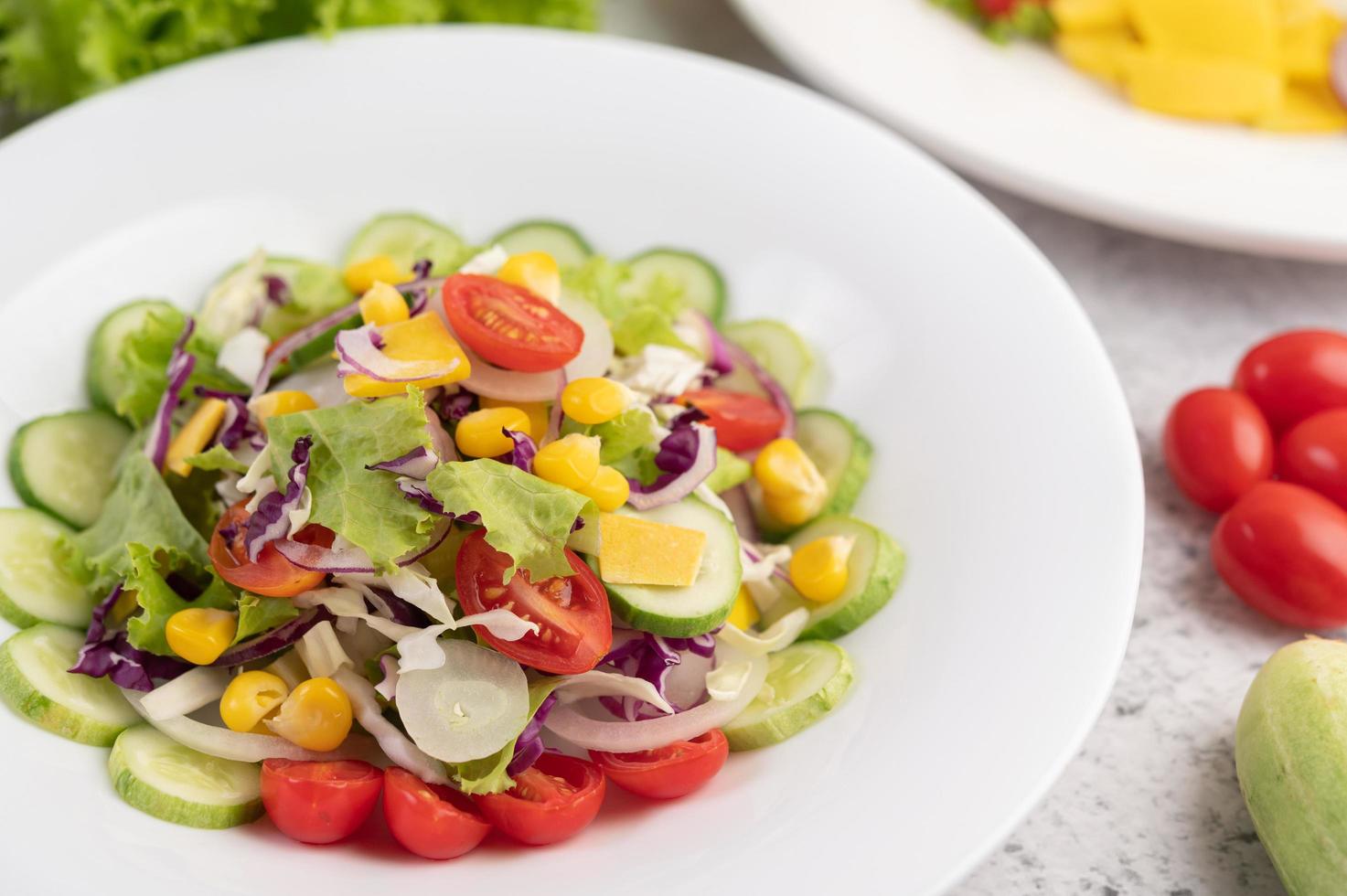 Vegetable salad with boiled eggs photo