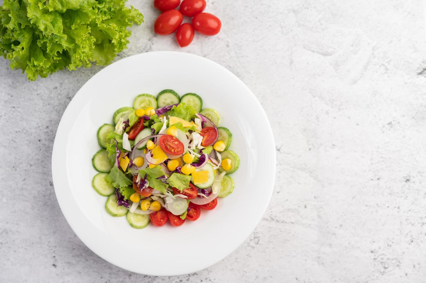 Vegetable salad with boiled eggs photo