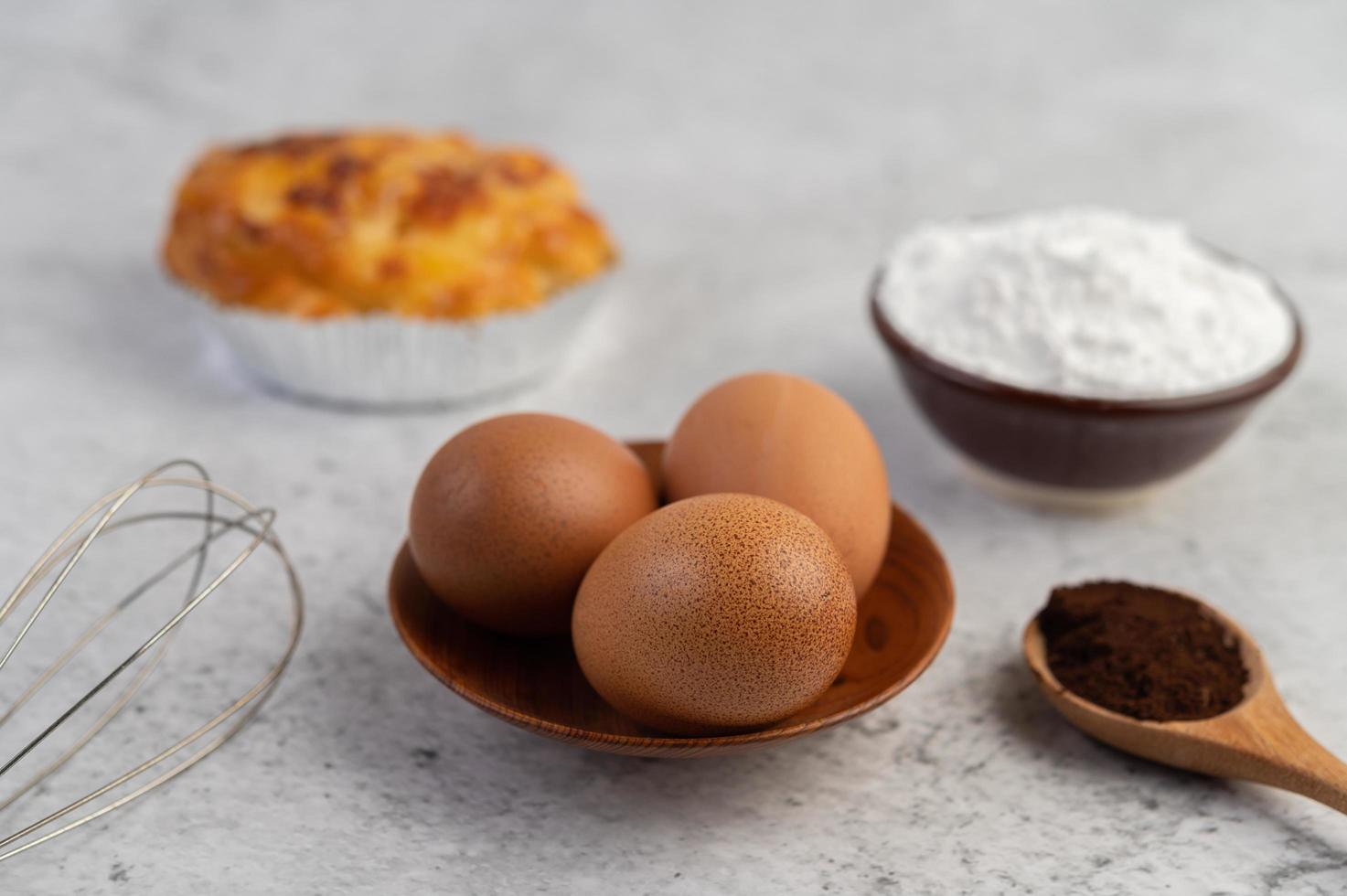 Baked bread with ingredients photo