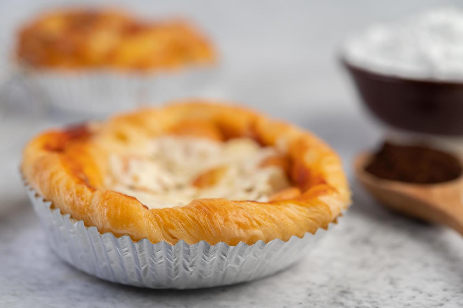 Baked bread with ingredients photo