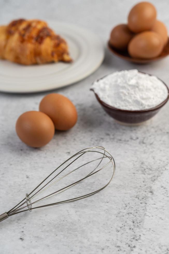 Baked bread with ingredients photo