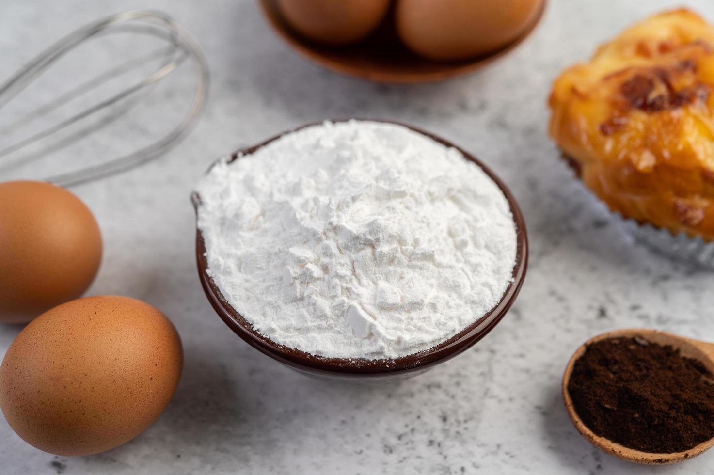 Baked bread with ingredients photo