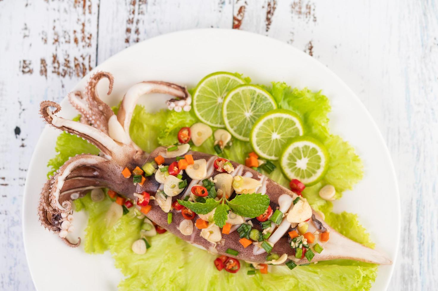 Spicy lemon squid dish photo