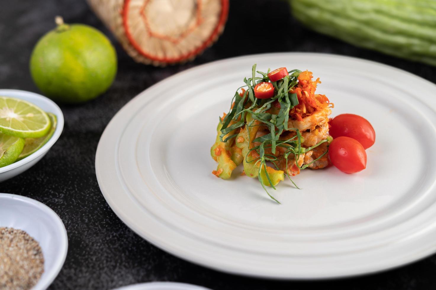 Spicy delicate lime pork salad photo