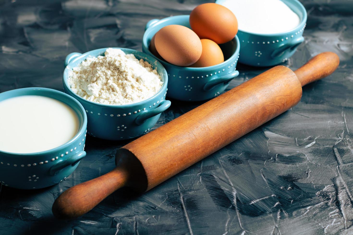 Baking ingredients with a rolling pin photo