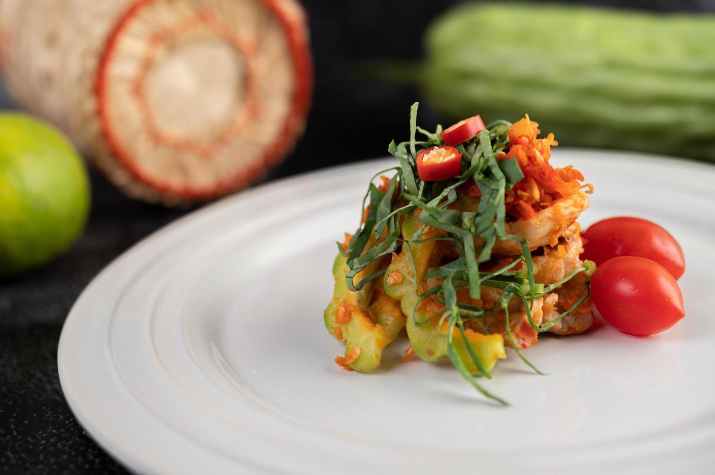 Spicy delicate lime pork salad photo