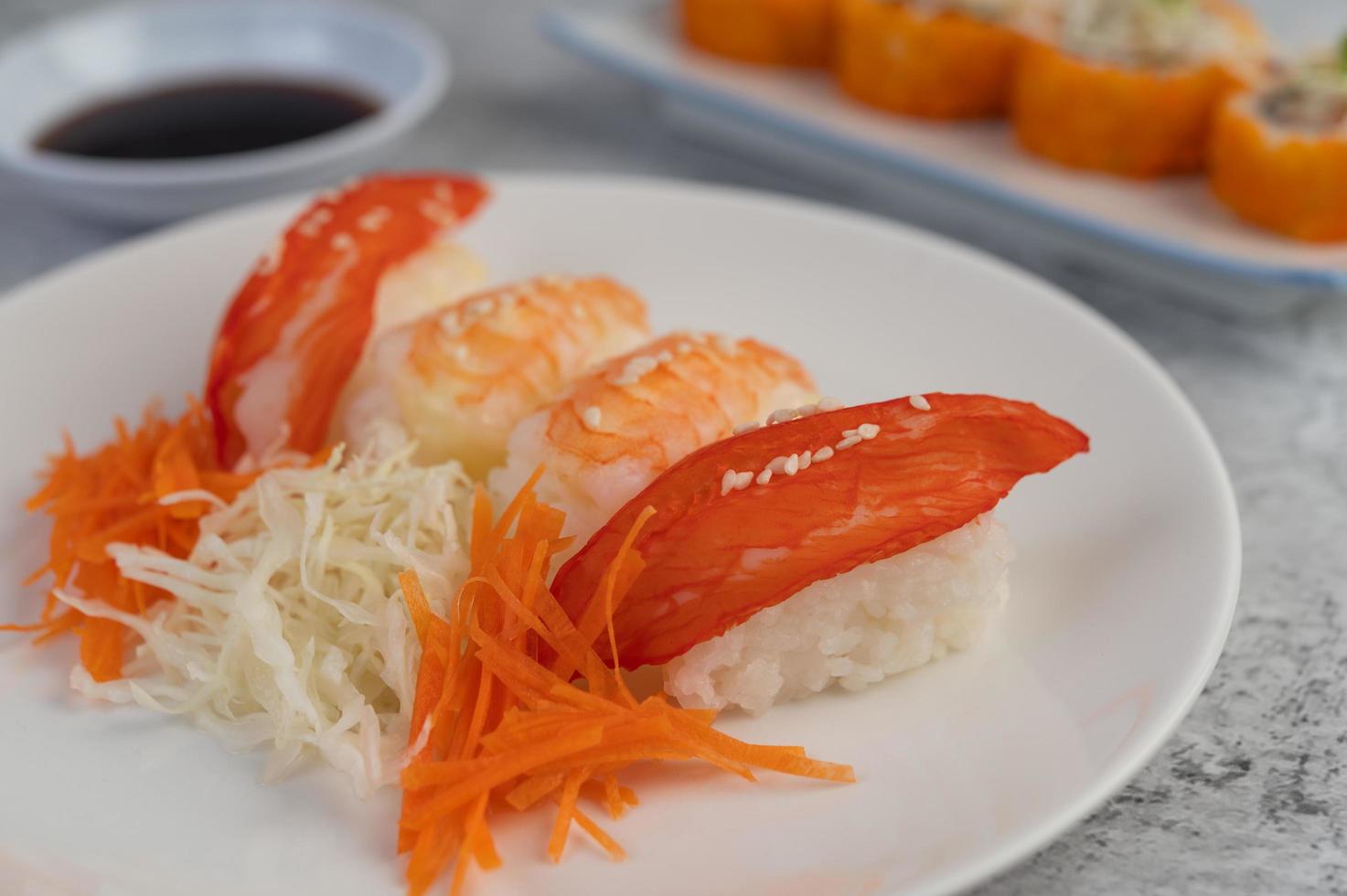 Fresh plated sushi photo