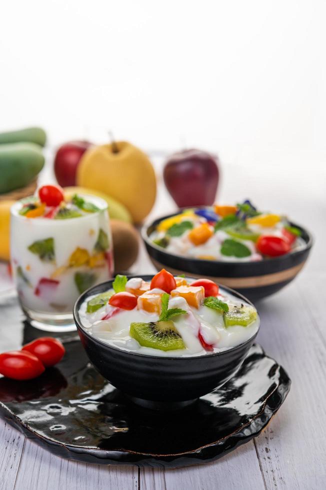 Fresh fruit and yogurt photo