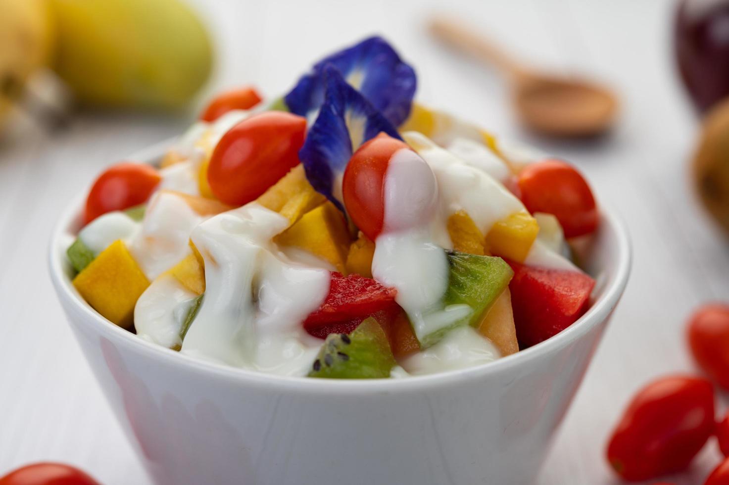 Fresh fruit and yogurt photo