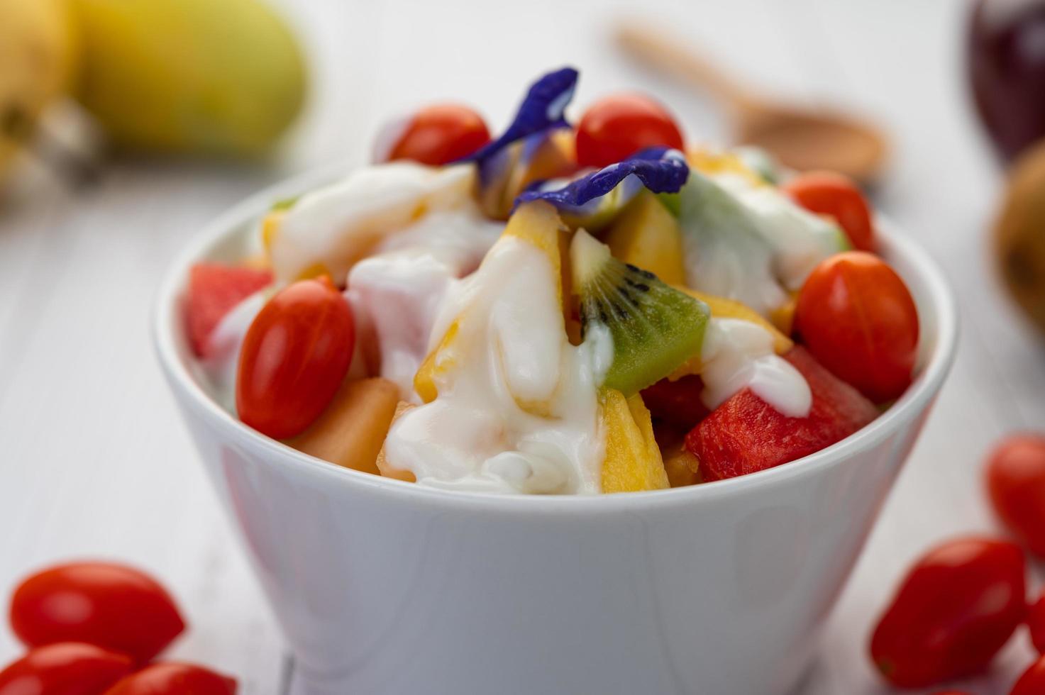 Fresh fruit and yogurt photo