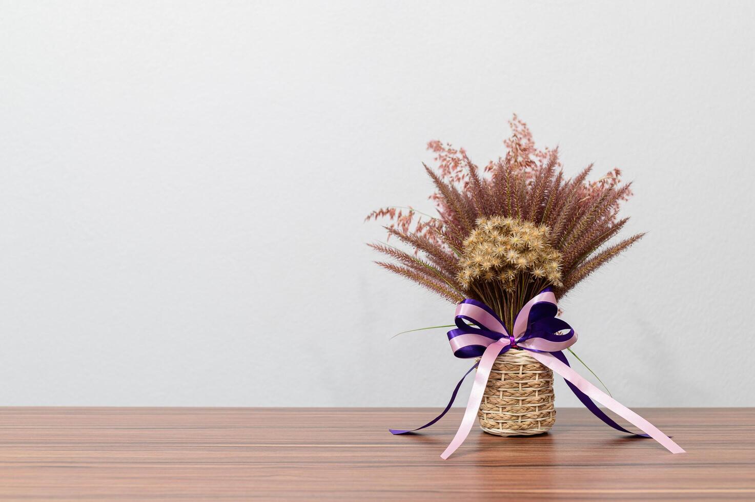 Flower vase on the desk photo