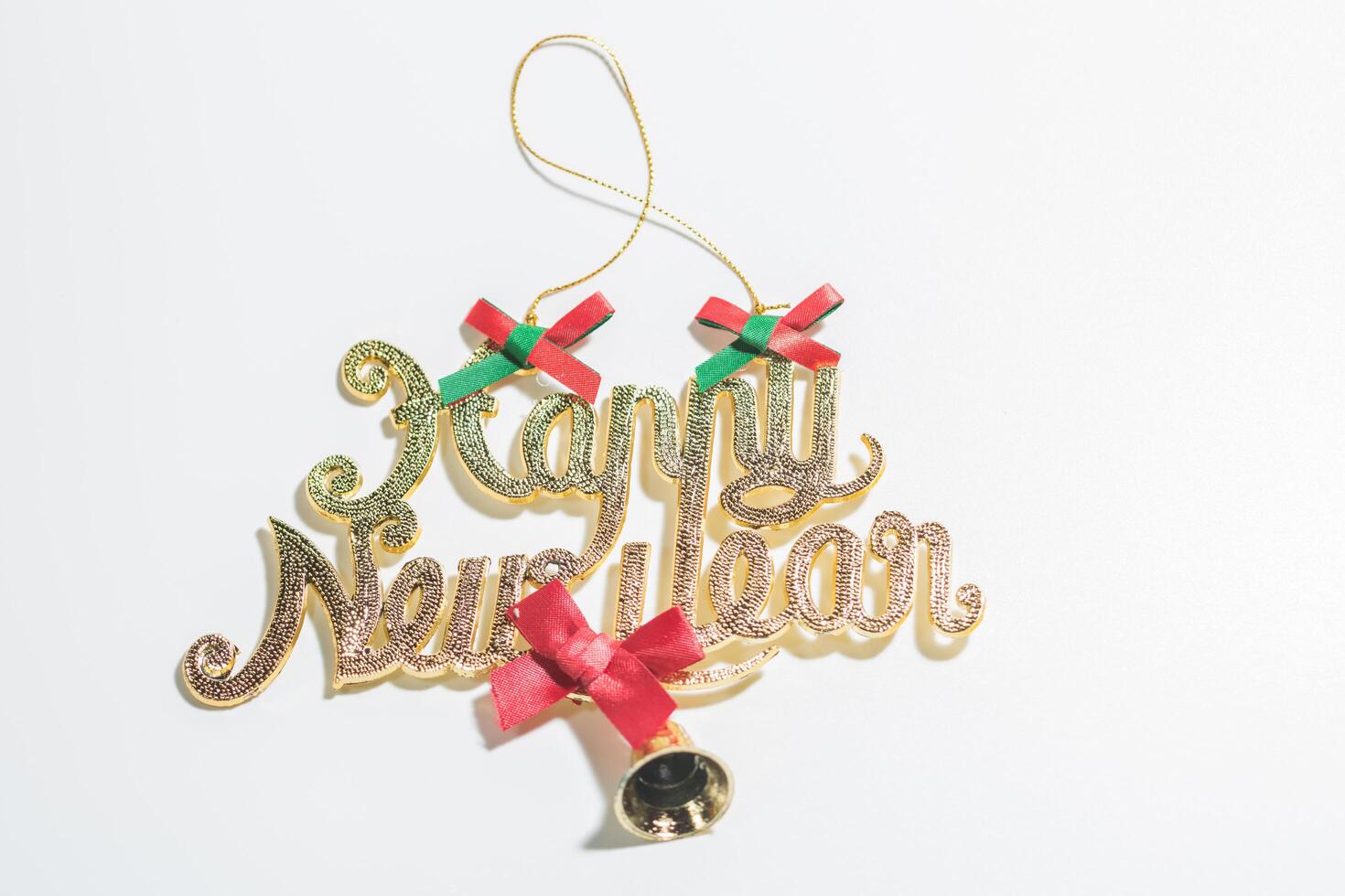 Happy New Year greeting on white background photo