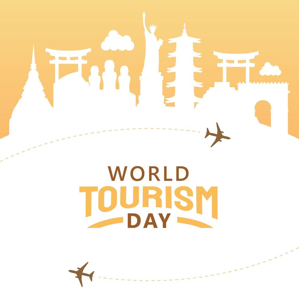 Hand drawn illustration of world tourism day concept. Vector Illustration