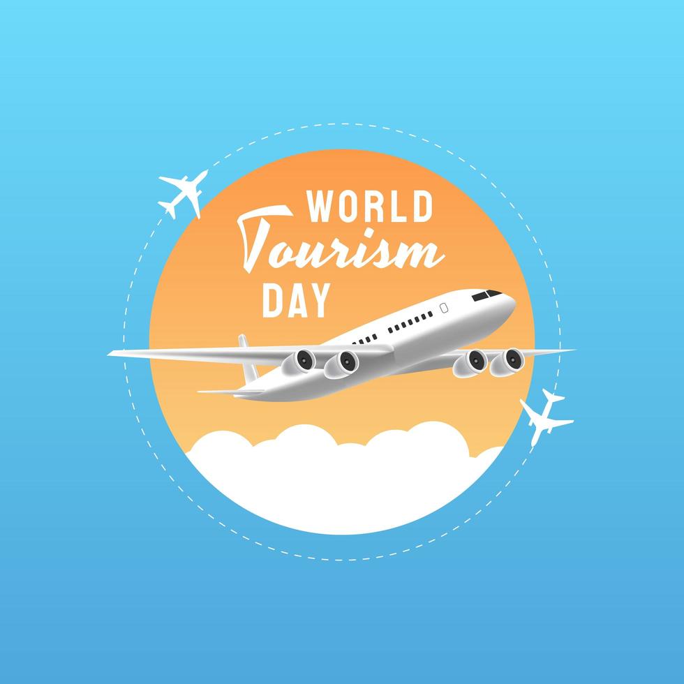 Ilustración dibujada a mano del concepto del día mundial del turismo. ilustración vectorial vector