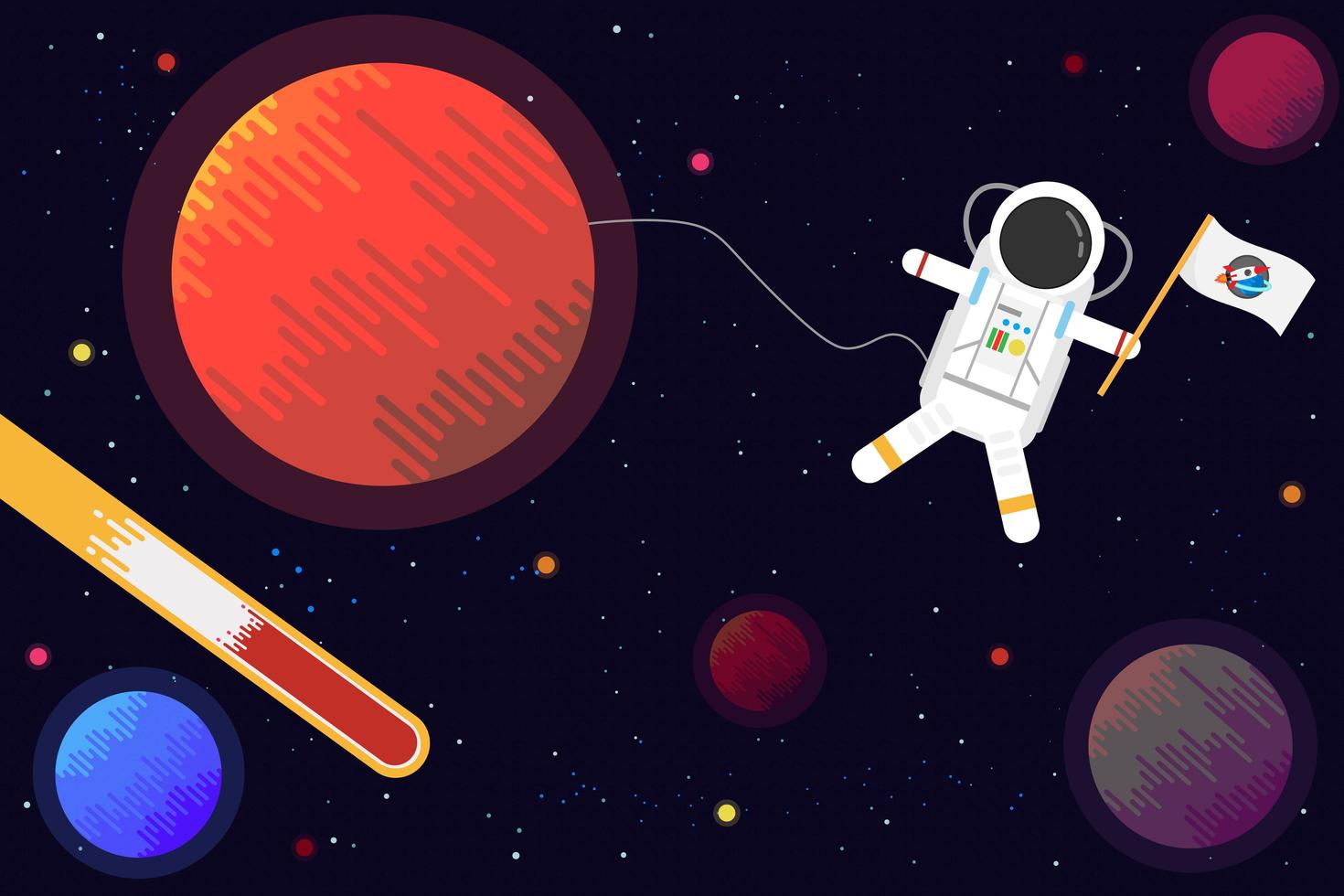 astronauta con diseño de planeta. vector