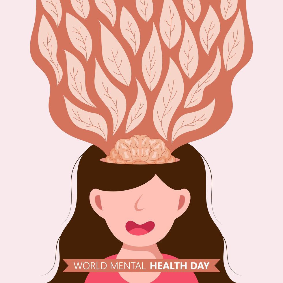 cartel del día mundial de la salud mental dibujado a mano vector