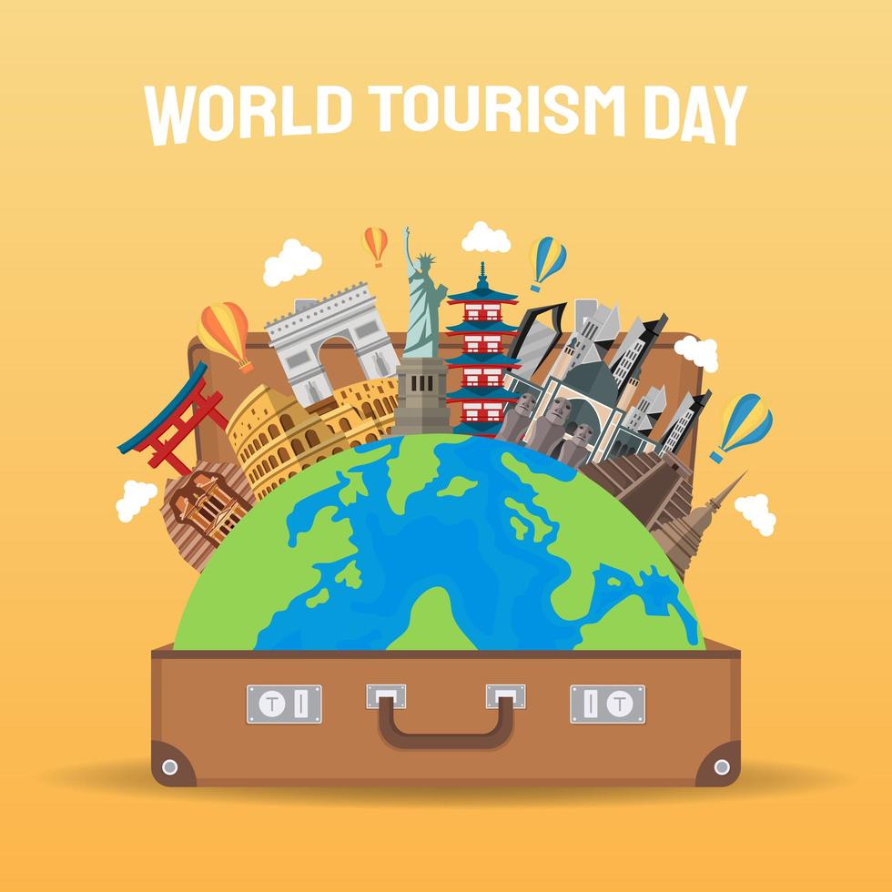 Hand drawn illustration of world tourism day concept. Vector Illustration