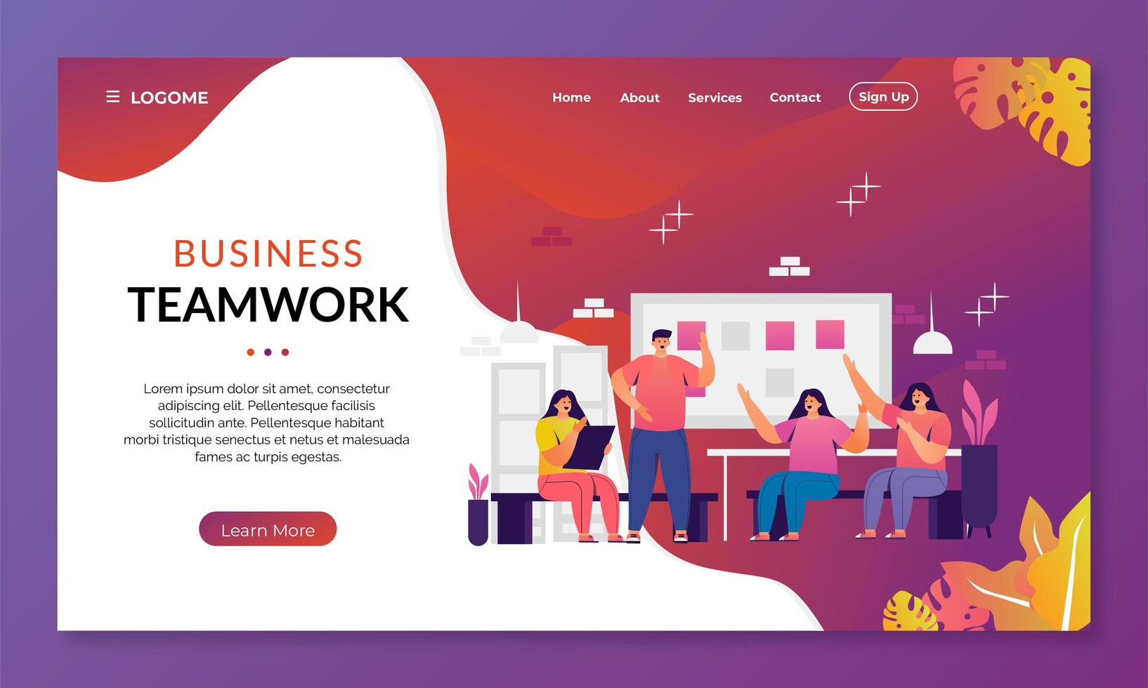 teamwork discussion landing page concept. vector illustration