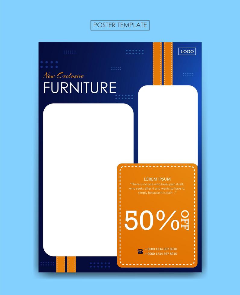 Poster template for furniture business vector