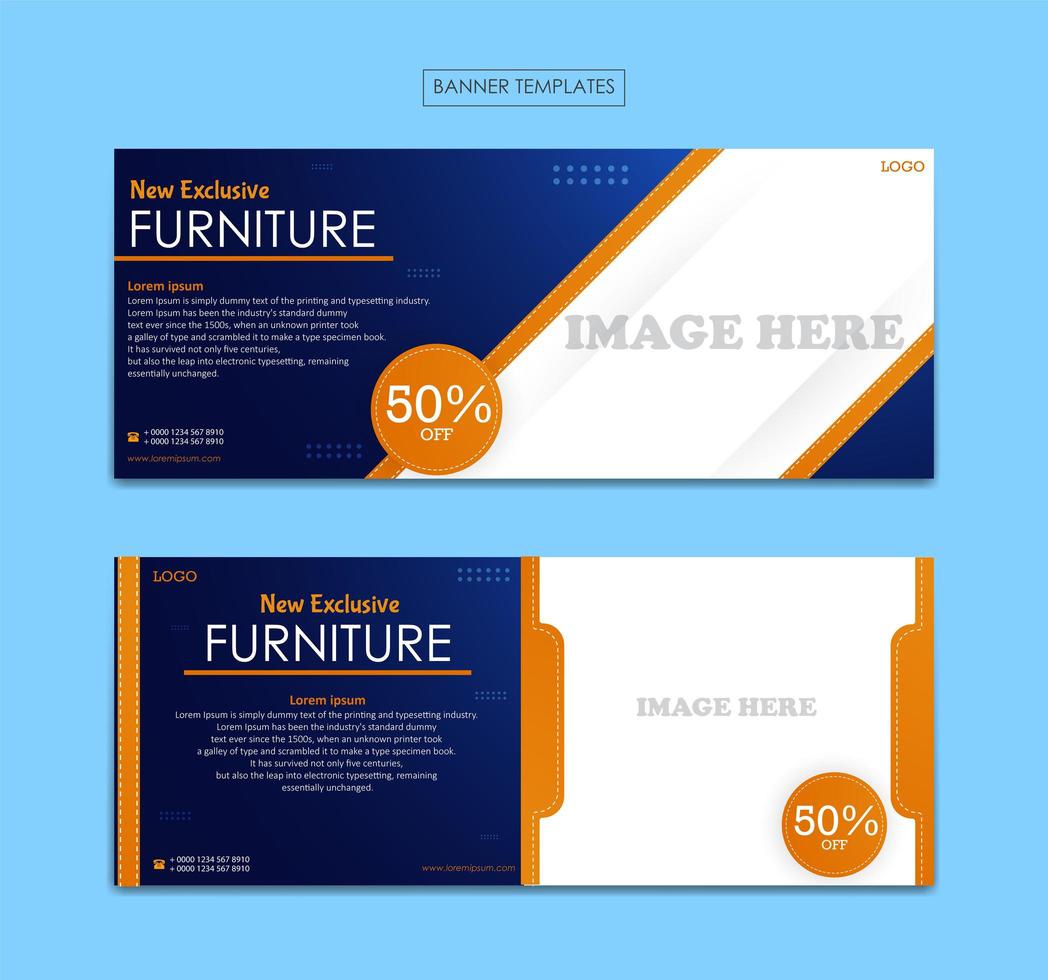 Set banner template for furniture business vector