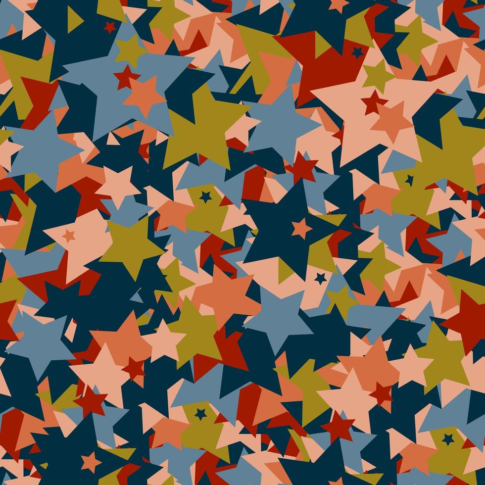 Seamless colorful pattern of shapes in the form of stars. vector