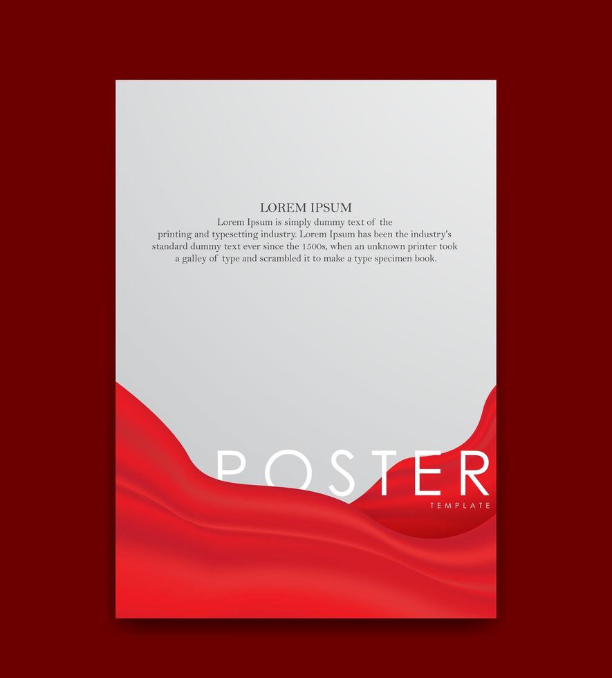Plantilla de póster con hermoso diseño de tela roja. vector