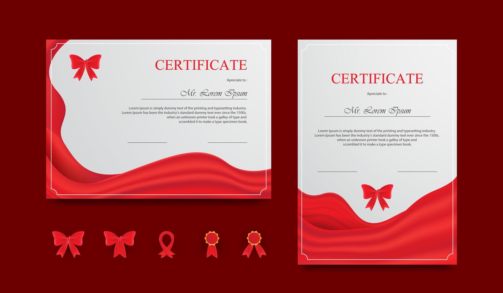 Set of certificates with modern design vector