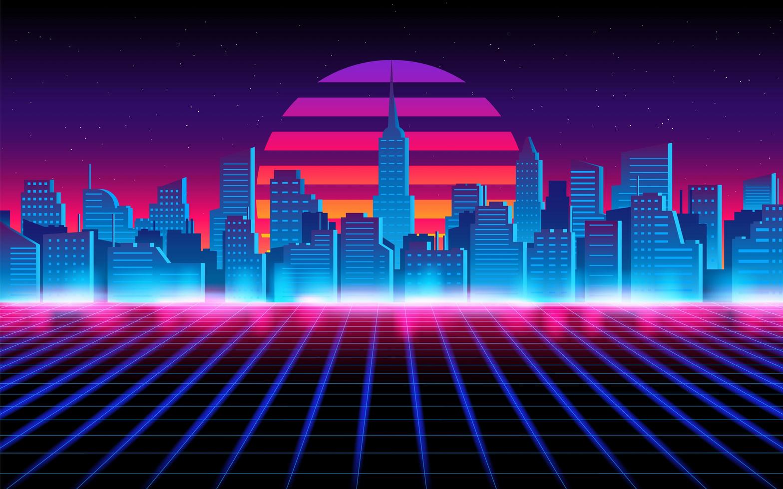 paisaje de la ciudad futurista. Fondo de concepto de tema futuro. vector