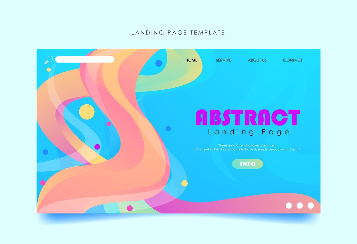 Landing page template with abstract shapes full of color vector