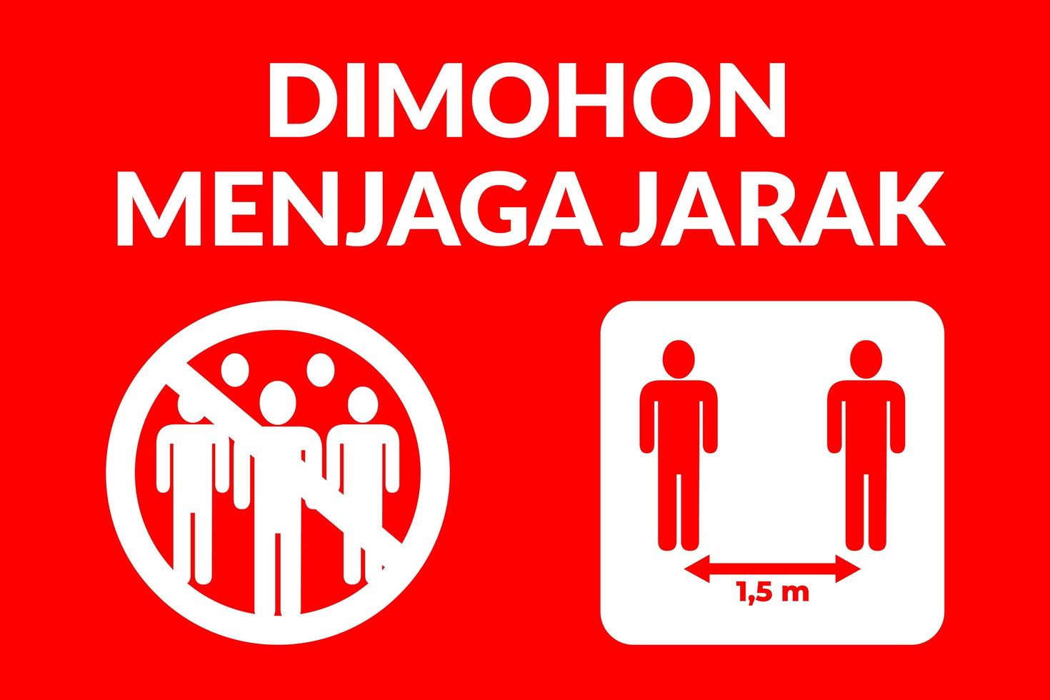 Please keep your distance written in Indonesia vector