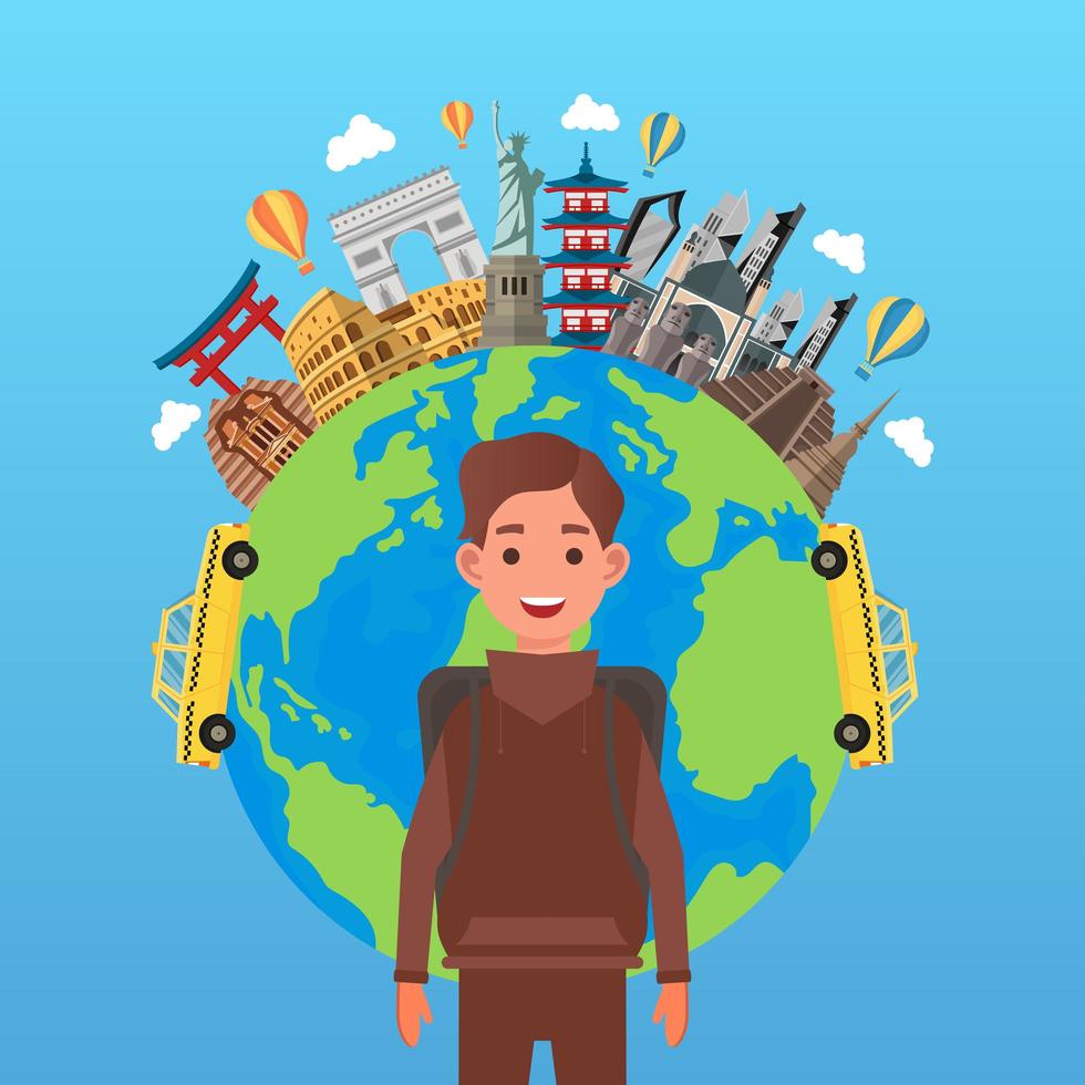 Hand drawn illustration of world tourism day concept. Vector Illustration